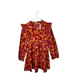 Peach Love California NWT Abstract Print Ruffle Dress Women's Large